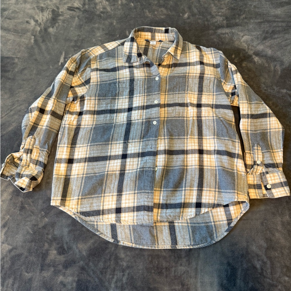 Women's Plaid Shirt - Gray and Tan